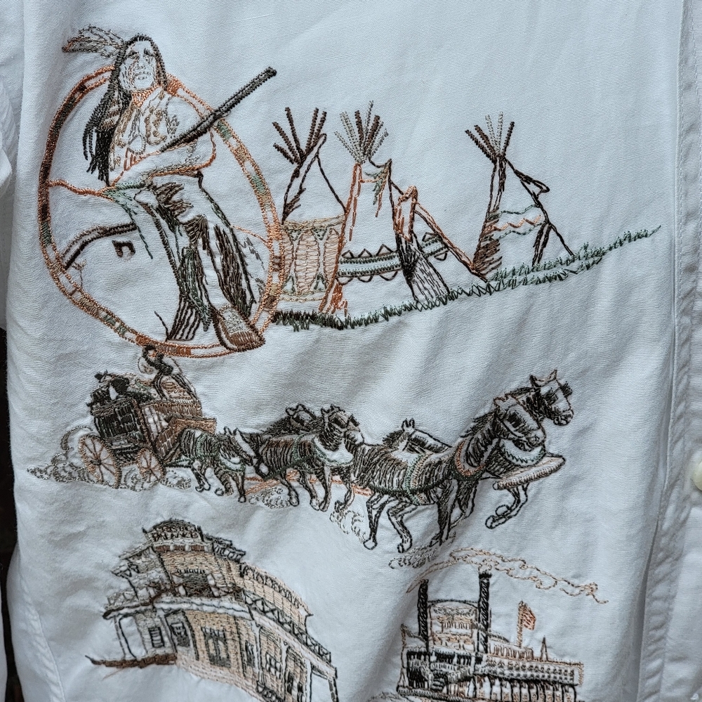 Warner Bros Bret Maverick Vtg 1994 Embroidered Button Up Long Sleeve Shirt - Picture 6 of 14